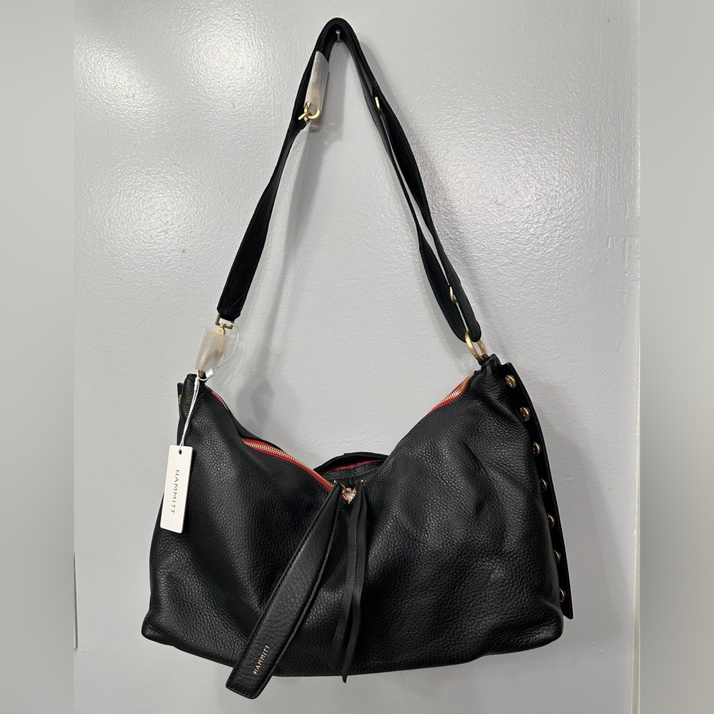 NWT Hammitt Mr. G Black/Brushed Gold Hammered Red Zip update